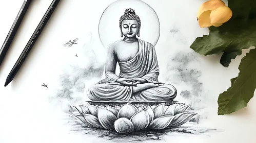 Meditative Buddha Art - Lotus Position