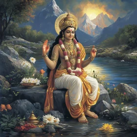 Tranquil Goddess Image by the Waterside