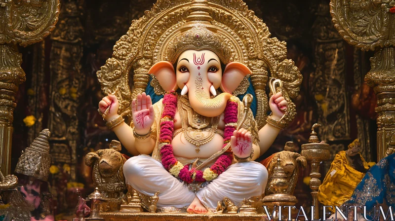 Hindu God Ganesha Statue AI Image