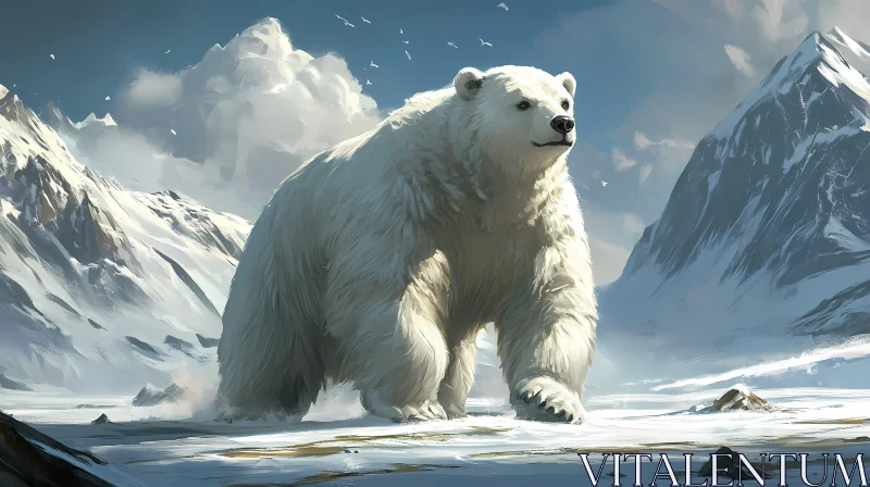 Polar Bear in Icy Wilderness AI Image