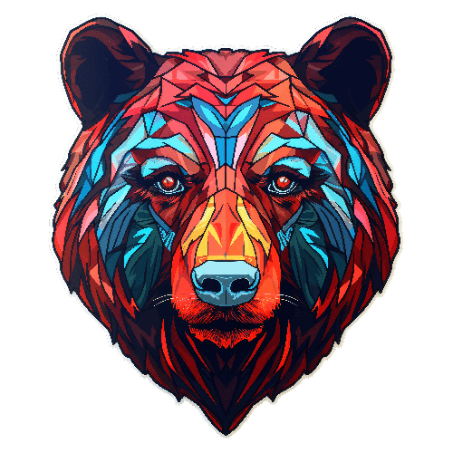 Abstract Geometric Bear Head Illustration