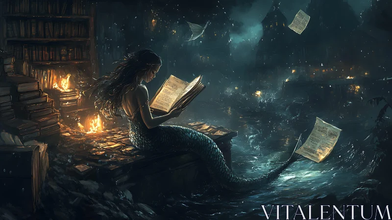 AI ART Aquatic Reader: A Mermaid's Tale