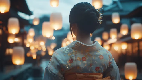 Lantern Festival: Woman in Traditional Dress