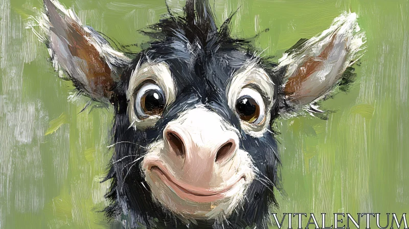 Whimsical Donkey Art with Expressive Features AI Image