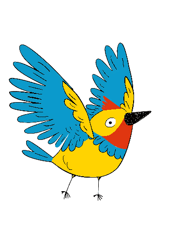 Colorful Flying Cartoon Bird Illustration POD Design