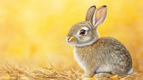 Fluffy Rabbit Against Warm Tones