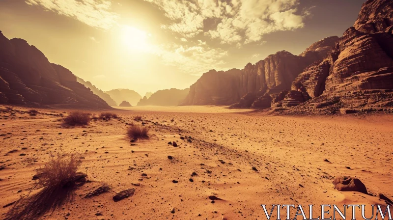 Desolate Desert Landscape - Serene and Isolated AI Image