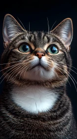 Green-Eyed Tabby Cat Image