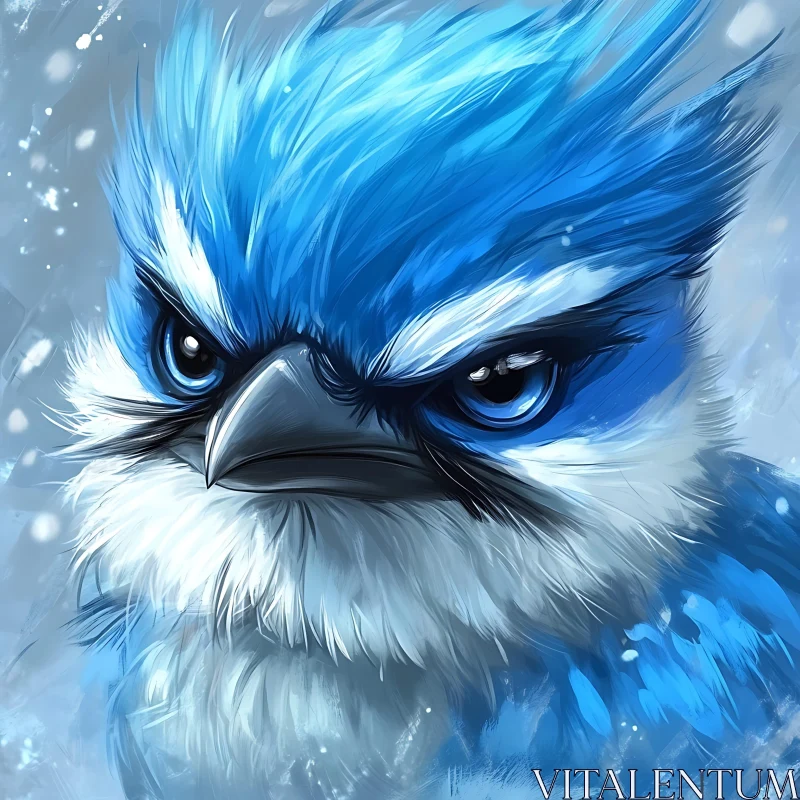 Close-Up of a Blue Jay Bird AI Image