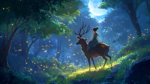 Magical Deer Ride in Forest