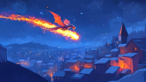 Fiery Dragon Over Blue City