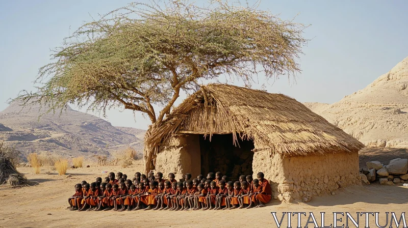 Children in African Village AI Image