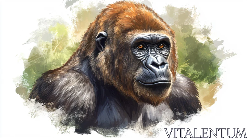 Gorilla Wildlife Portrait AI Image