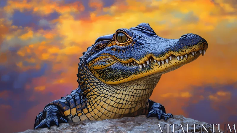 AI ART Alligator at Sunset