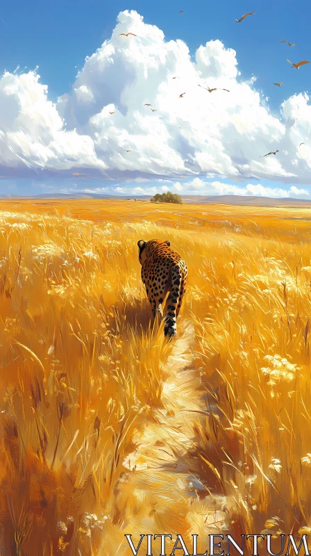 AI ART Cheetah Strolling Through the Savannah