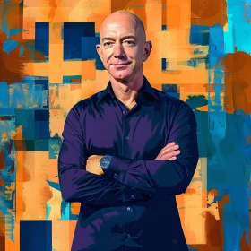 Colorful Abstract Portrait of Jeff Bezos