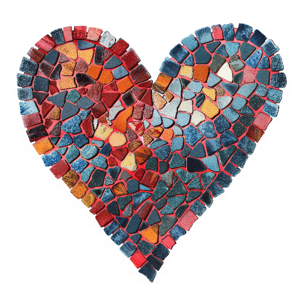 Vibrant Mosaic Heart Art POD Design