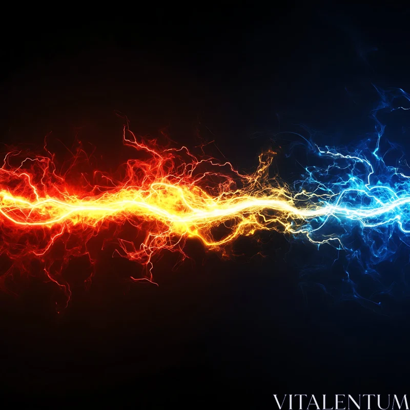 Red and Blue Electric Energy Clash AI Image