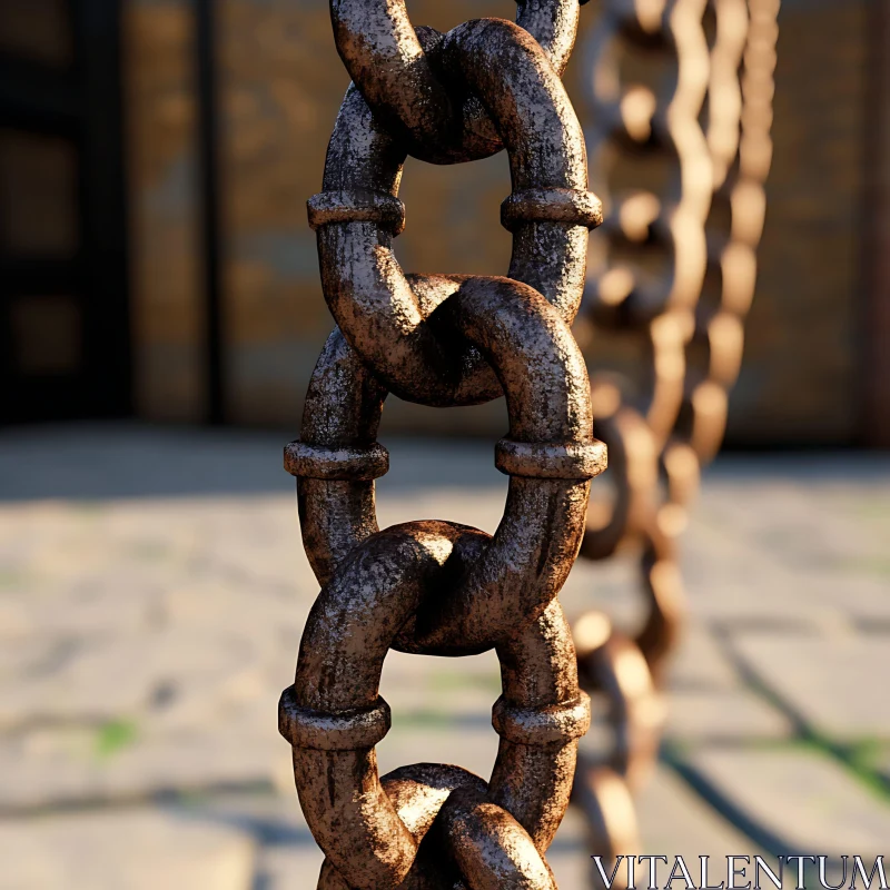 Weathered Metallic Chain Detail AI Image