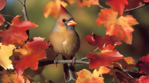 Autumn Cardinal Bird Portrait