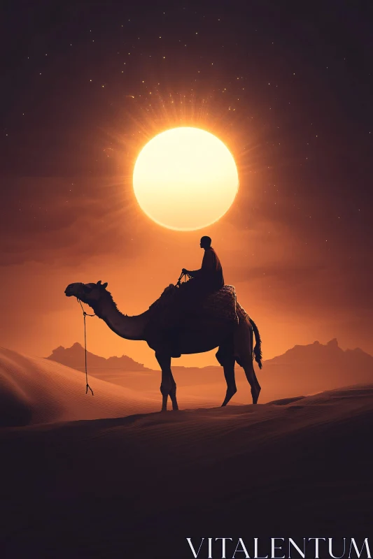 AI ART Camel Rider at Dusk