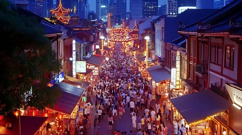 Nighttime Crowd in Urban Setting