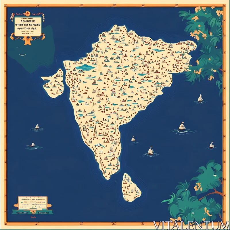 Illustrated India Map AI Image