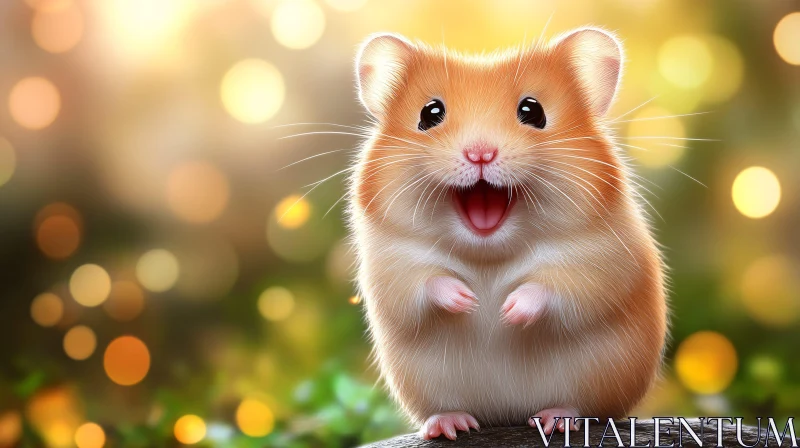 Joyful Hamster in Soft Focus Background AI Image