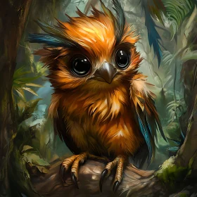 Whimsical Owl in Woodland Scene