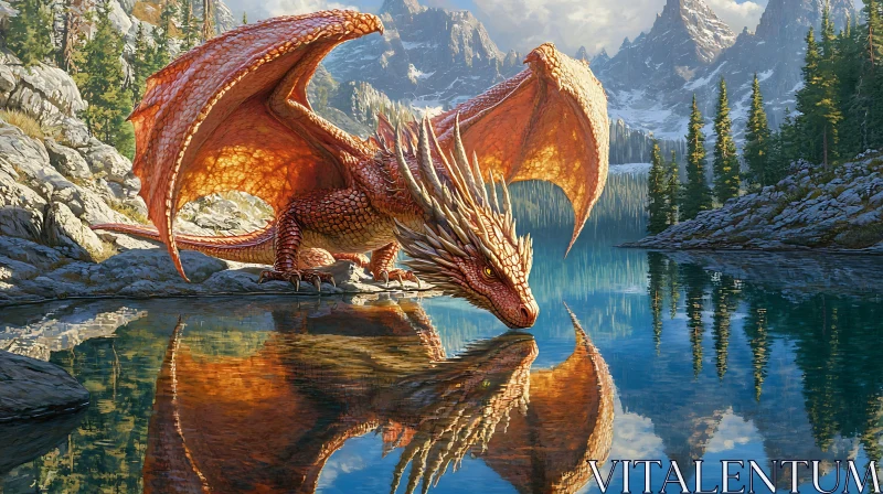 Fiery Dragon by Serene Lake AI Image