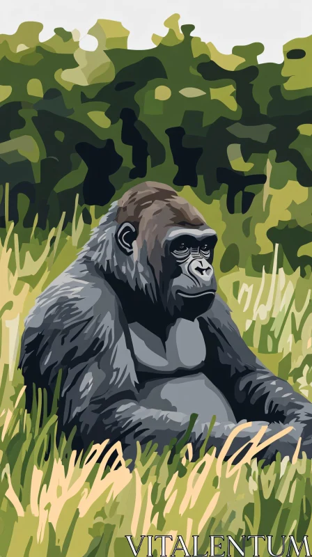 Gorilla in Nature AI Image