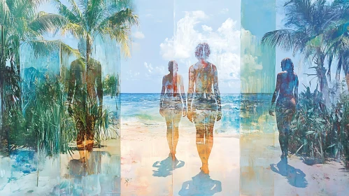 Coastal Figures Art: Beach and Palms