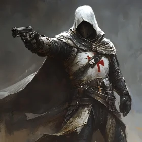 Hooded Warrior with Gun Pointing