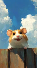 Joyful Hamster in Blue Sky