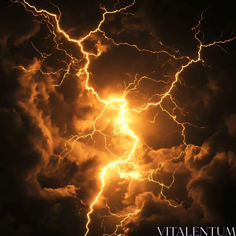 Lightning Illuminating Dark Clouds AI Image