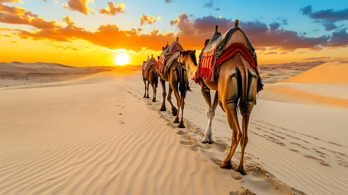 Desert Caravan at Sunset