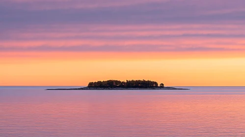 Calm Island in Sunset Colors