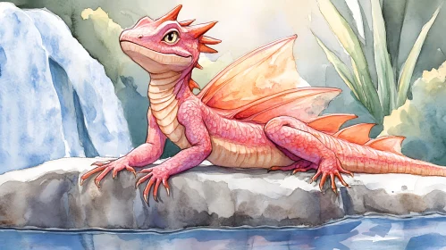 Pink Dragon on a Rock