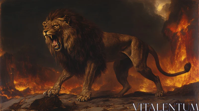 Fierce Lion Painting AI Image