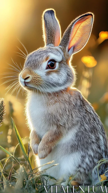 Gentle Bunny in Golden Light AI Image