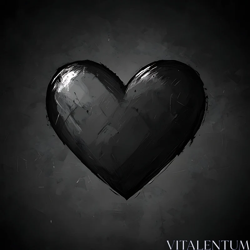 Abstract Heart in Shades of Gray AI Image