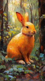 Orange Bunny in a Colorful Forest