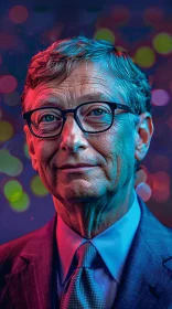 Bill Gates in a Suit with Bokeh Effects