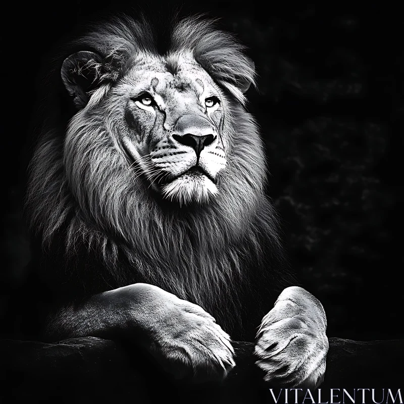 AI ART Monochrome Lion