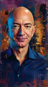 Jeff Bezos Portrait with Colorful Art Background