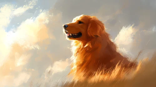 Golden Retriever at Dusk