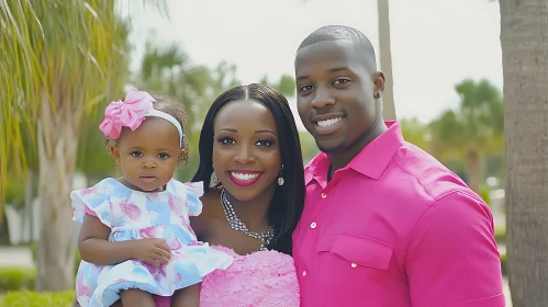 A Family's Joyful Moment in Pink