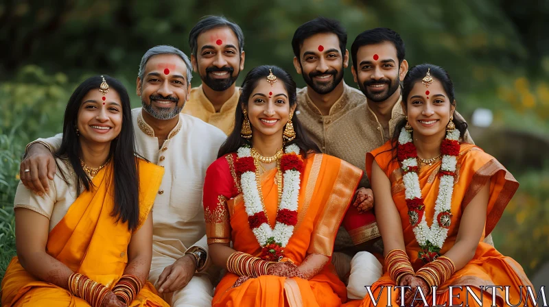 Festive Family Gathering in Traditional Dress AI Image