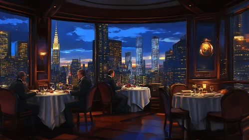 Elegant Dining and Cityscape at Twilight