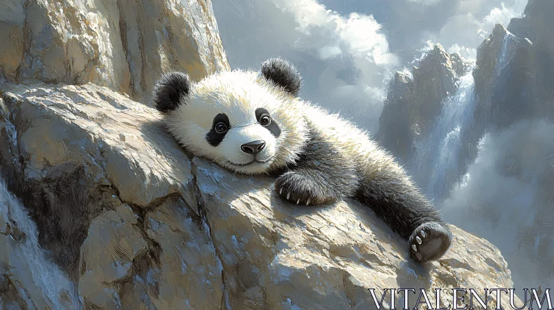 Mountain Cliff Panda AI Image